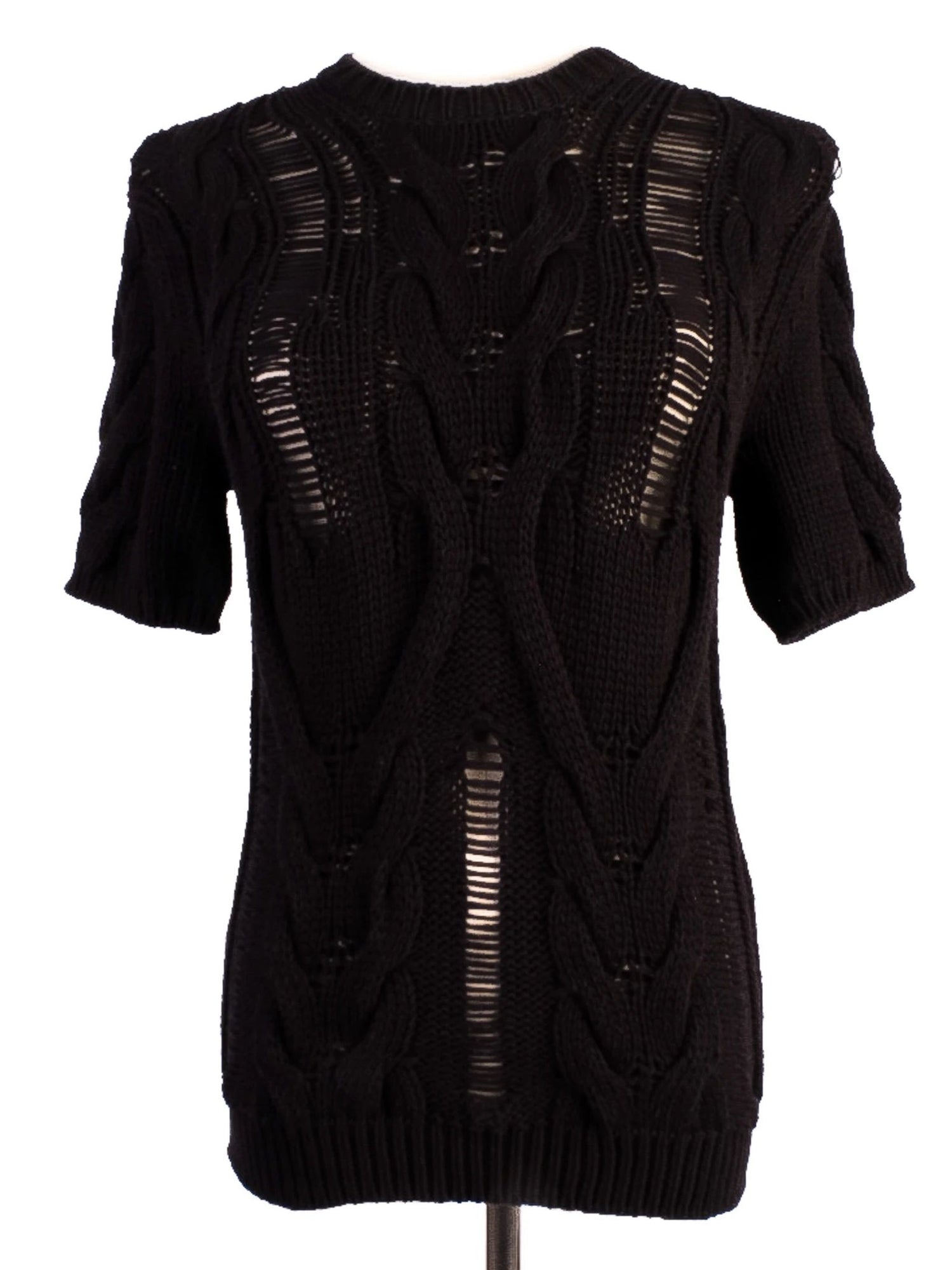 Excellent Max Mara Black Wool Short-Sleeve Sweater Size M