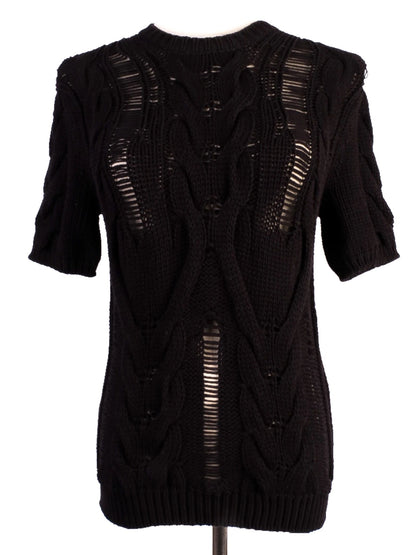 Excellent Max Mara Black Wool Short-Sleeve Sweater Size M