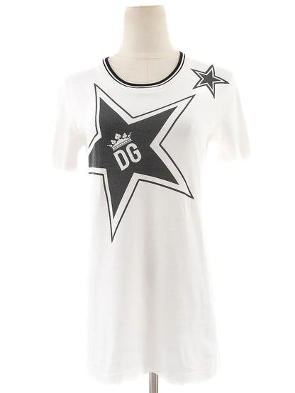 Excellent Dolce Gabbana White Cotton T-Shirt Size XS with Stars Design