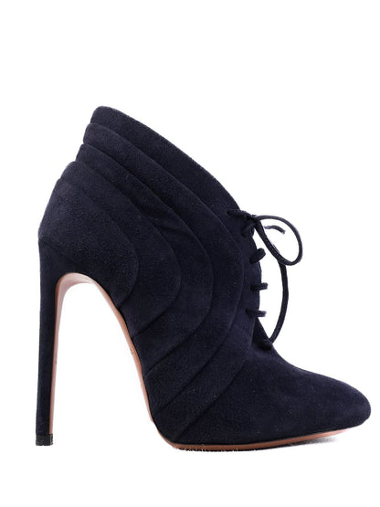 Excellent Alaia Blue Genuine Suede High-Heeled Ankle Boots Size 36.5