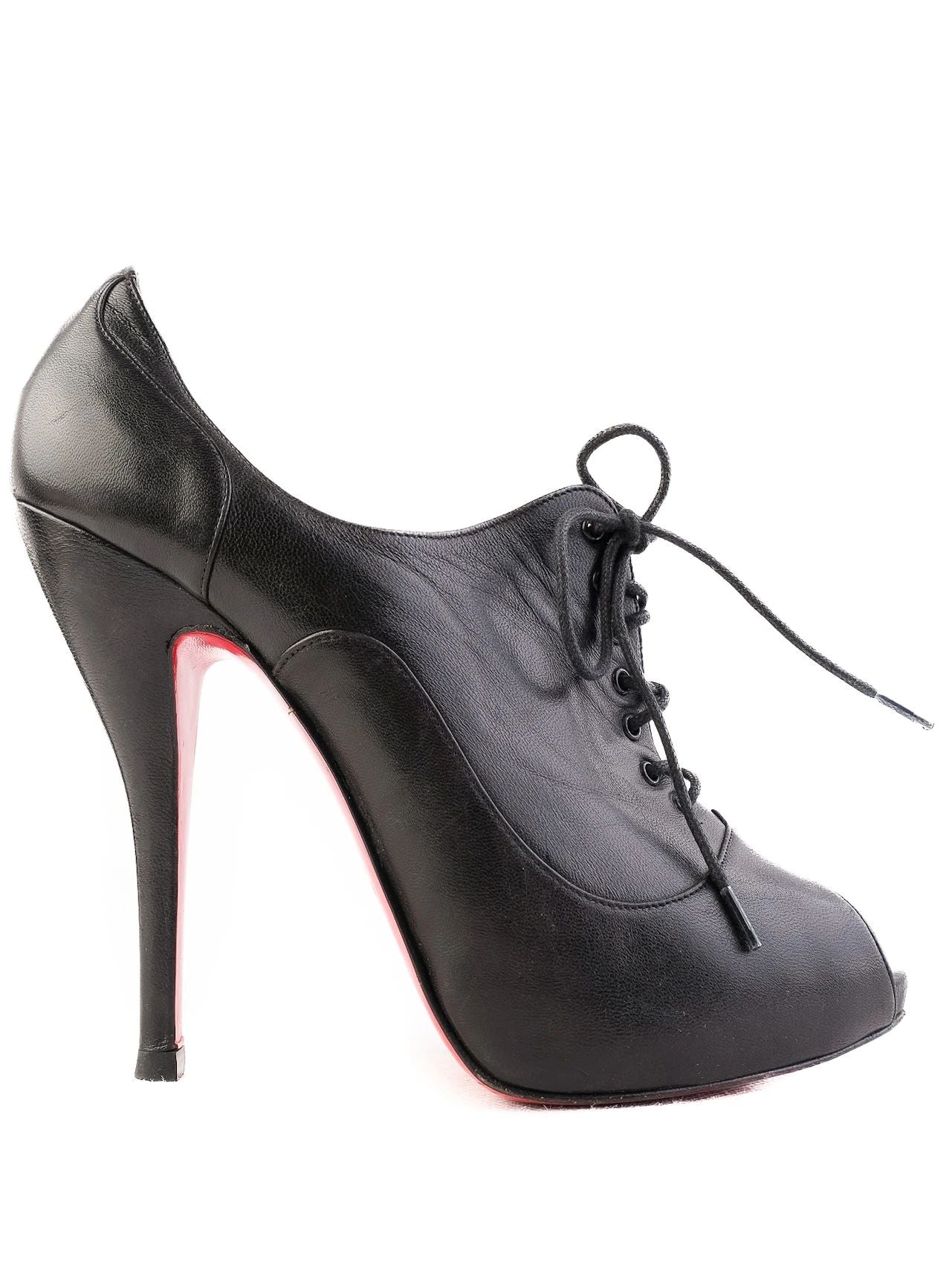 Christian Louboutin Black Leather High Heeled Shoes Size 37
