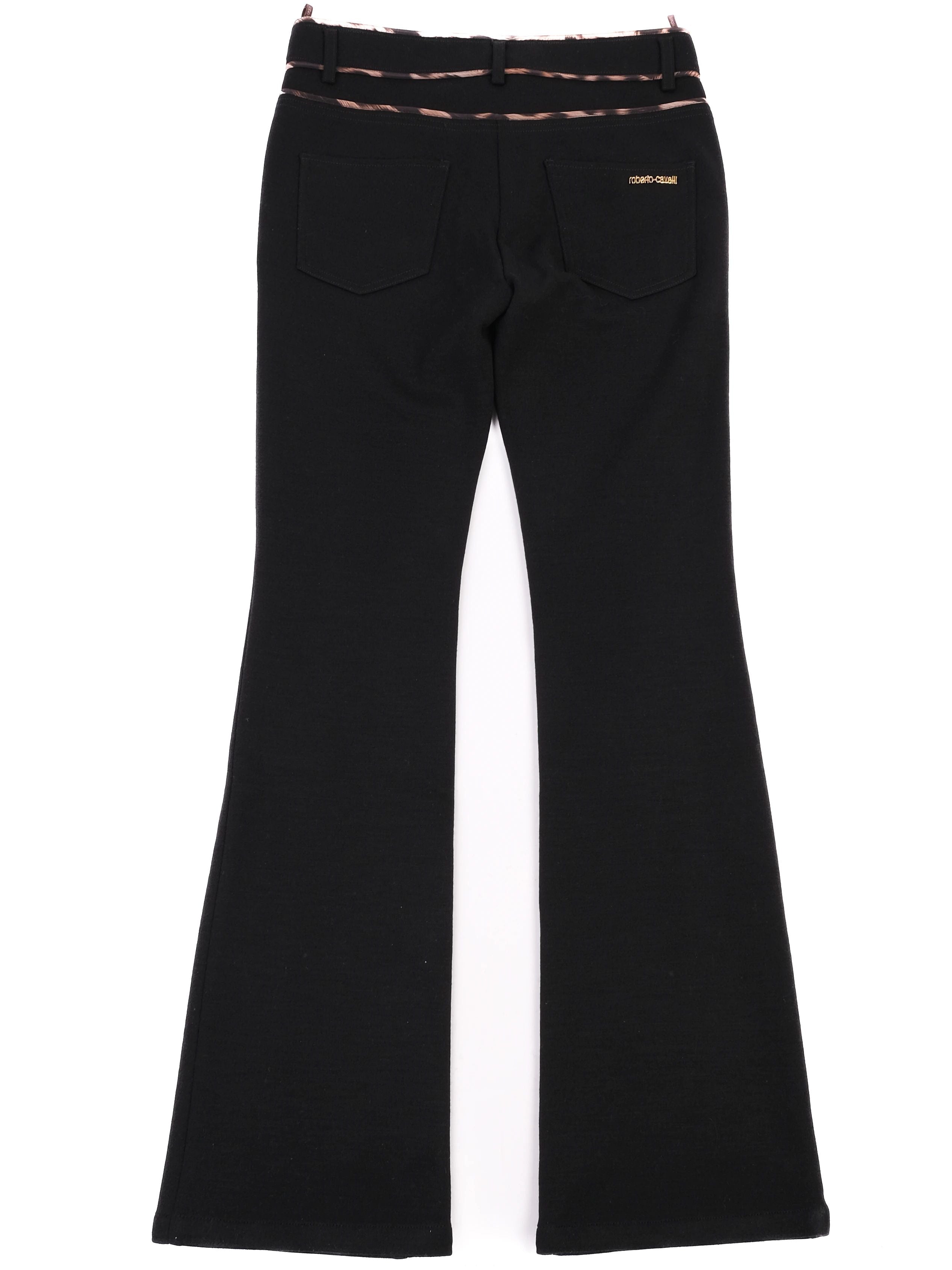 Excellent Roberto Cavalli Black Wool Flared Pants Size M