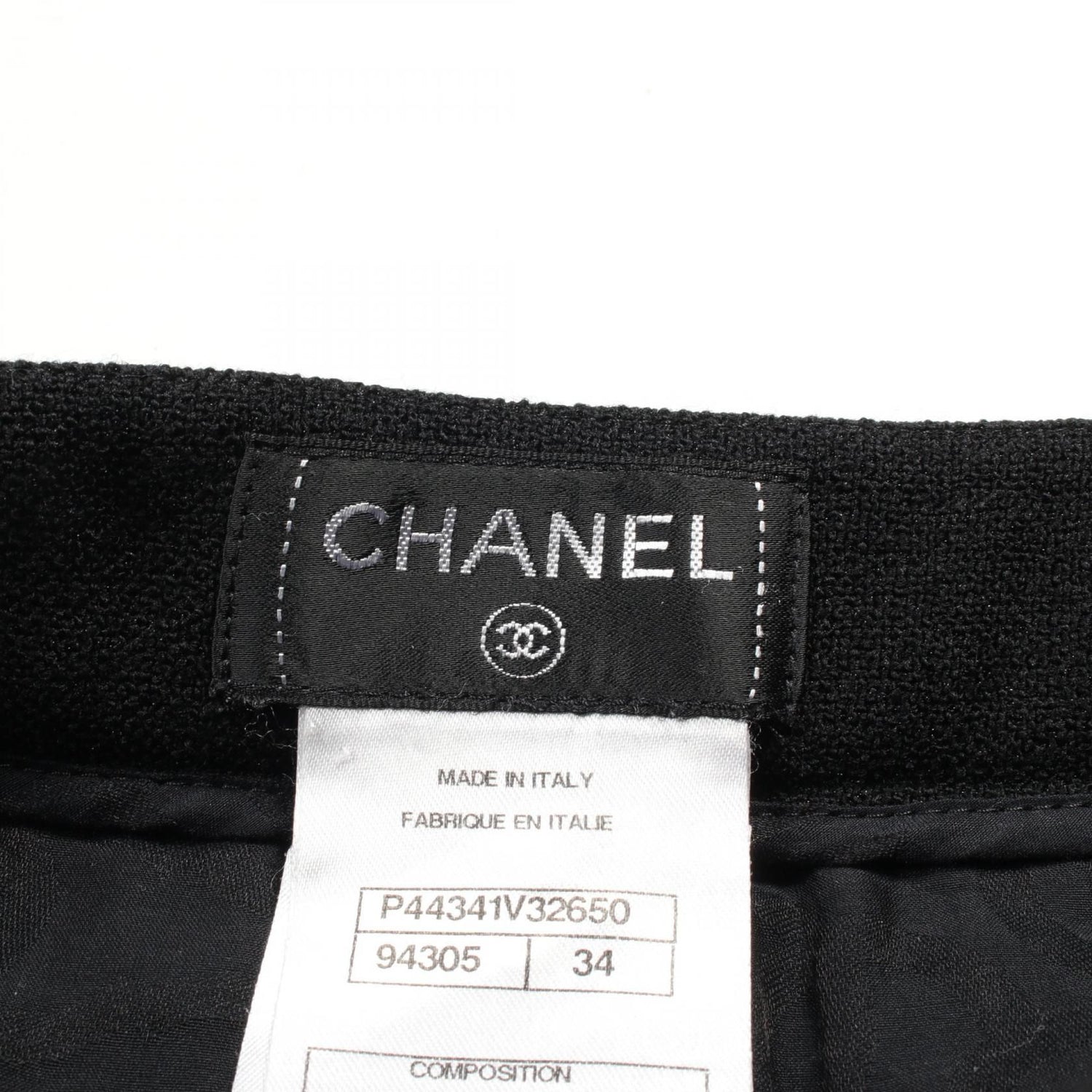 Chanel Black Skirt Wool P 44341v 32650