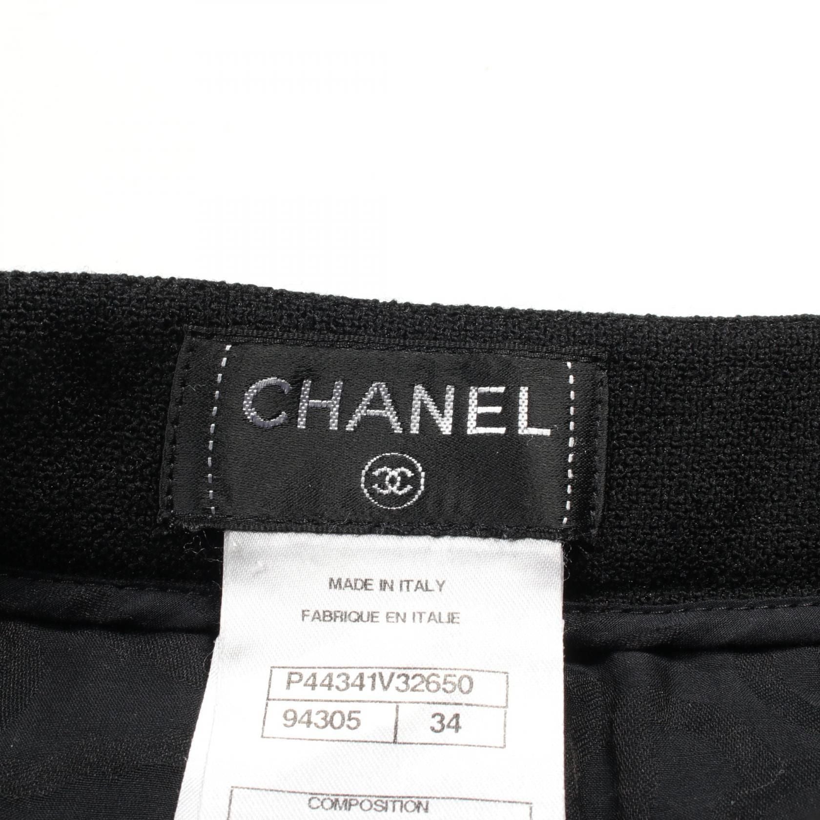 Chanel Black Skirt Wool P 44341v 32650