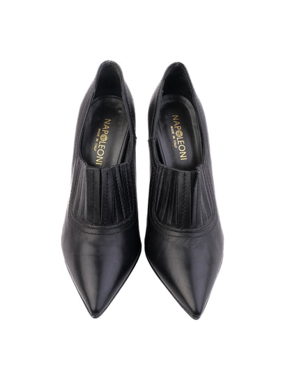 Good Napoleoni Black Leather High-Heeled Shoes Size 36.5