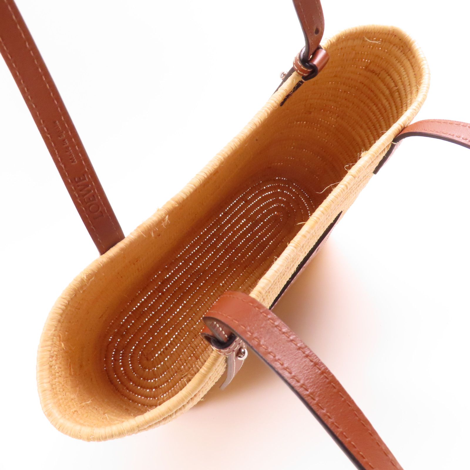 Loewe Sake Yam Tote Gold Shoulder Back Bag Brown Other Raffia