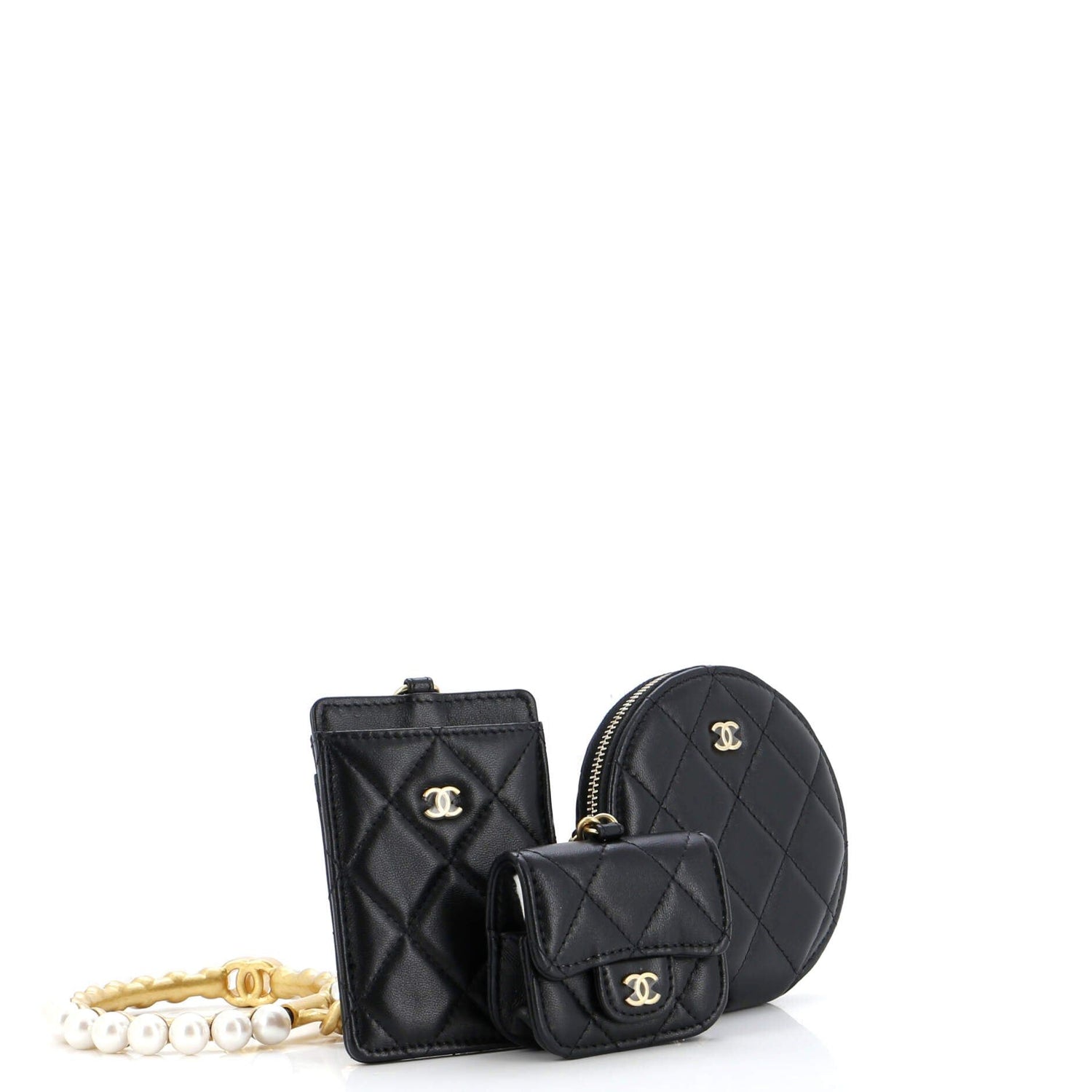 Chanel Pearl Crown Handle Multi-Pouches Quilted Lambskin