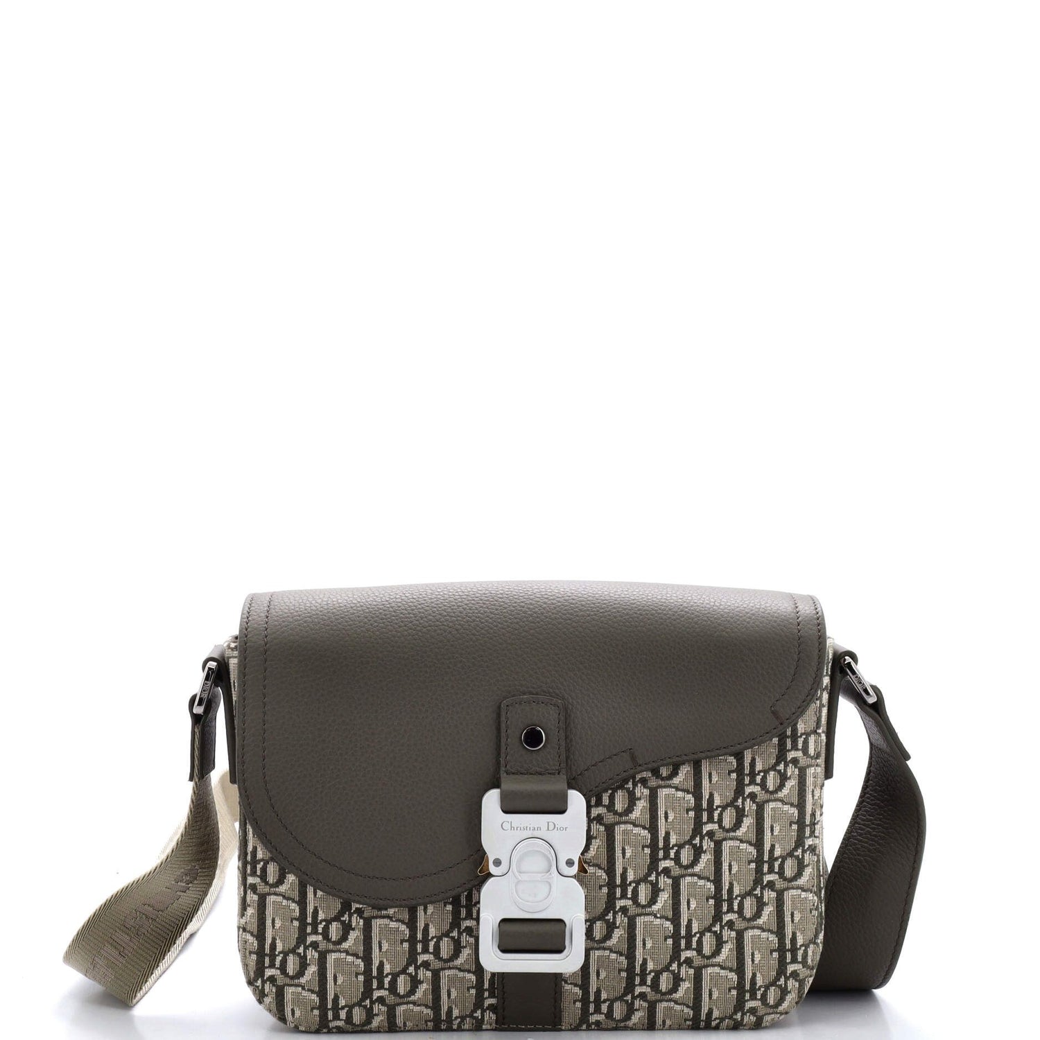Dior Saddle Buckle Flap Messenger Bag Oblique Canvas And Leather Medium