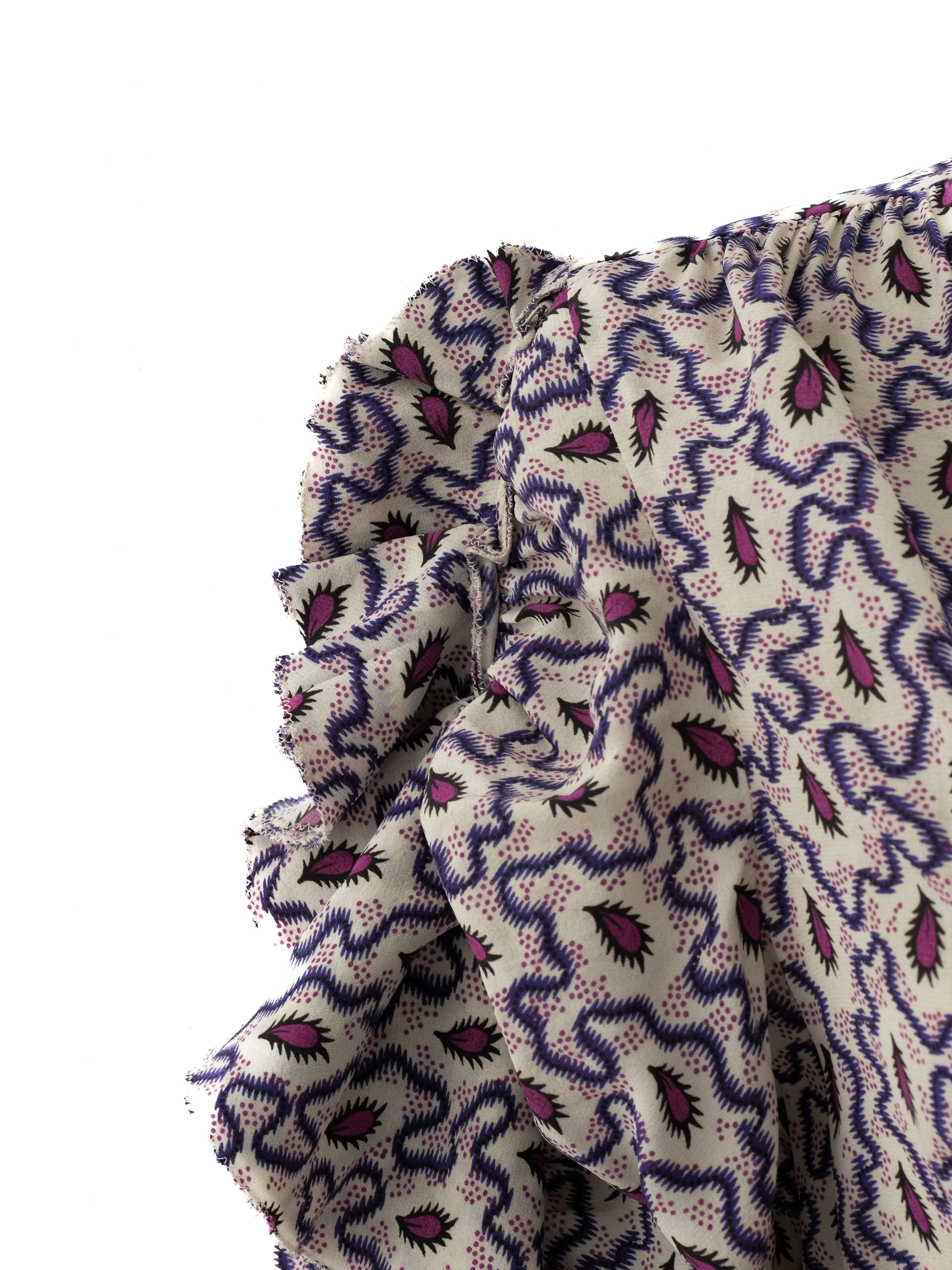 Excellent Isabel Marant Silk Dress V-Neck Ruffled Sleeves Size S