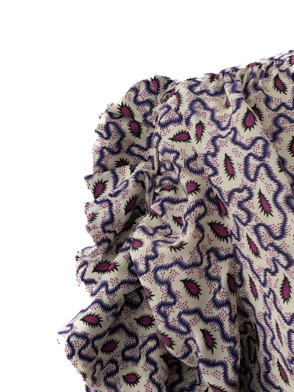 Excellent Isabel Marant Silk Dress V-Neck Ruffled Sleeves Size S