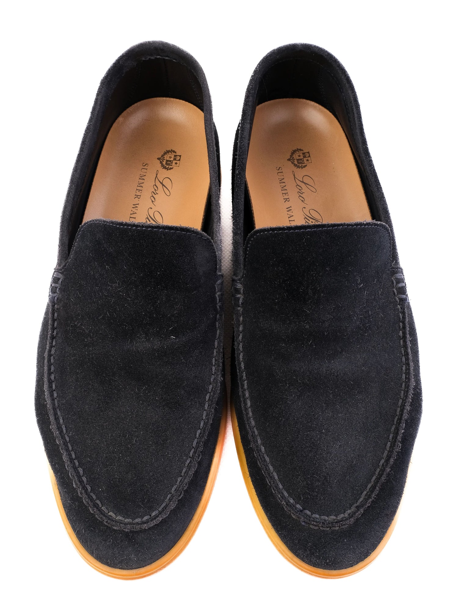 Excellent Loro Piana Black Leather Loafers for Men