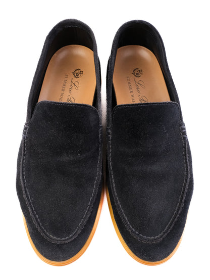 Excellent Loro Piana Black Leather Loafers for Men