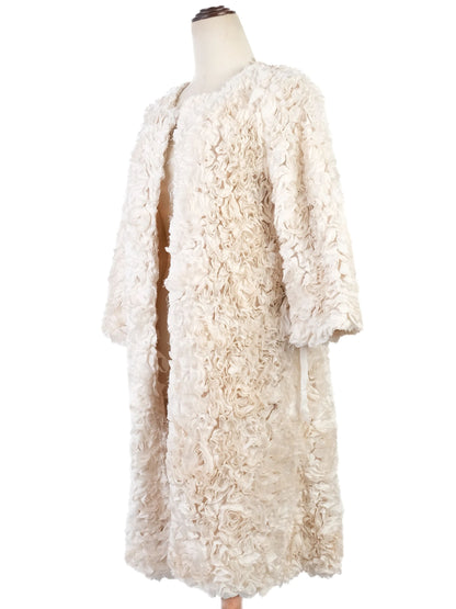 P.A.R.O.S.H. Excellent Condition Silk Textured Coat Size S White