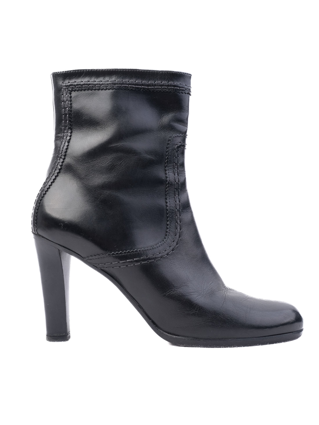 Excellent Jil Sander Black Leather High-Heeled Ankle Boots Size 40