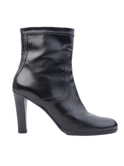 Excellent Jil Sander Black Leather High-Heeled Ankle Boots Size 40
