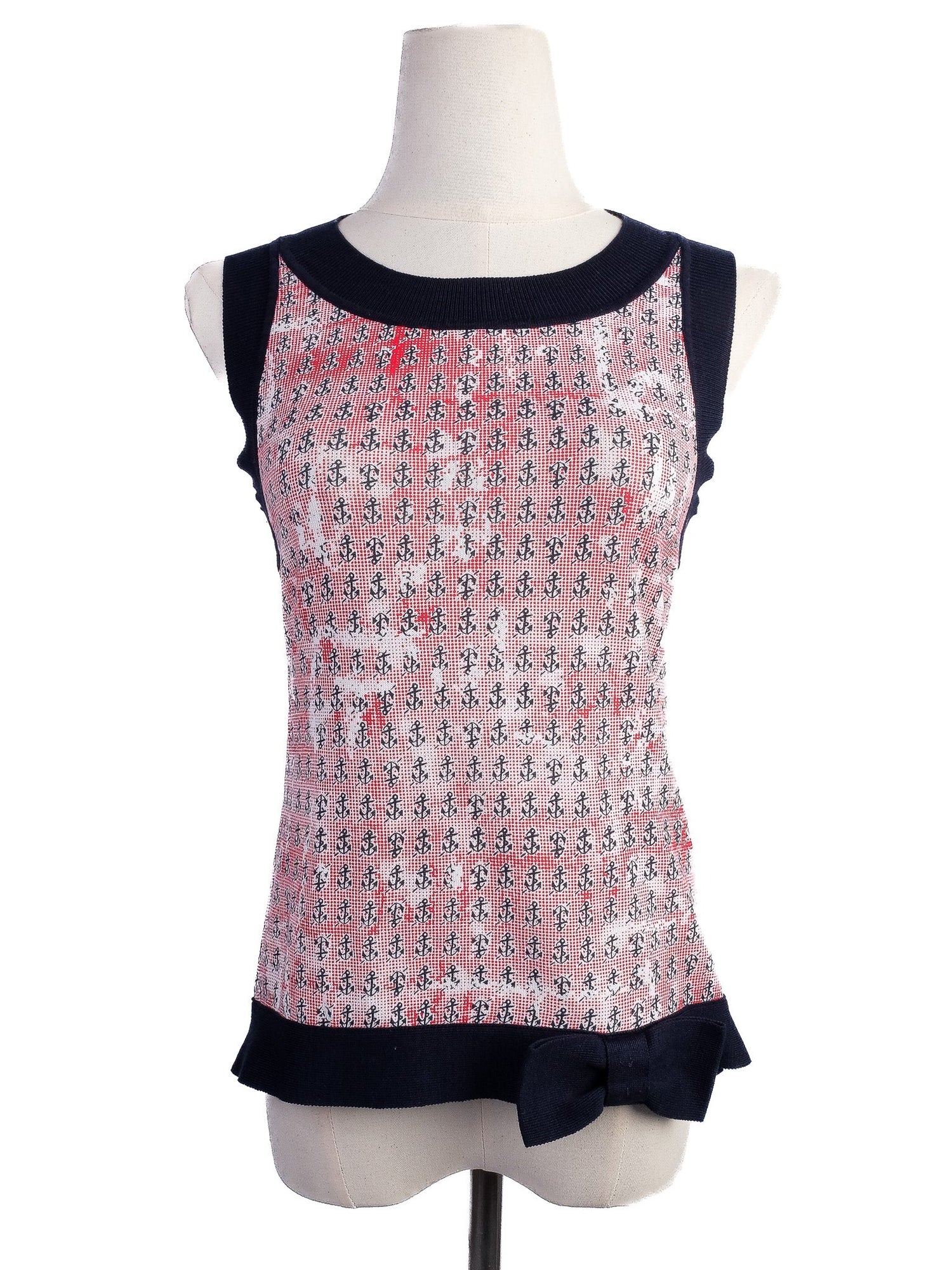 Excellent Red Valentino Sleeveless Top XS Combined Cotton Anchor Design