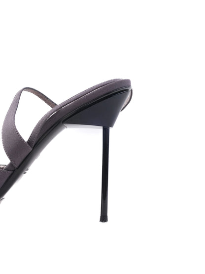 Excellent Giorgio Armani Gray Leather Slingback High-Heels Size 38