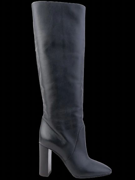 Excellent Saint Laurent Black Leather Knee-High High-Heels Size 36