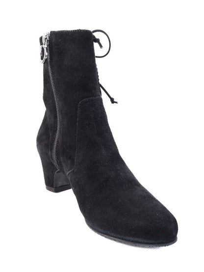 Perfect Pakerson Black Leather Ankle Boot with Lace Detail Size 36