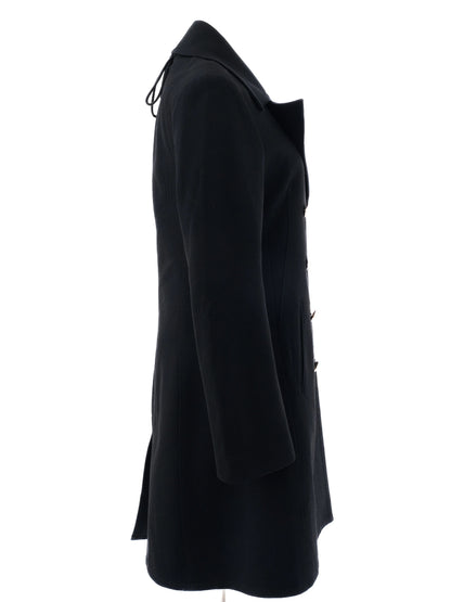 Excellent Alexander McQueen Black Wool Double-Breasted Coat Size M