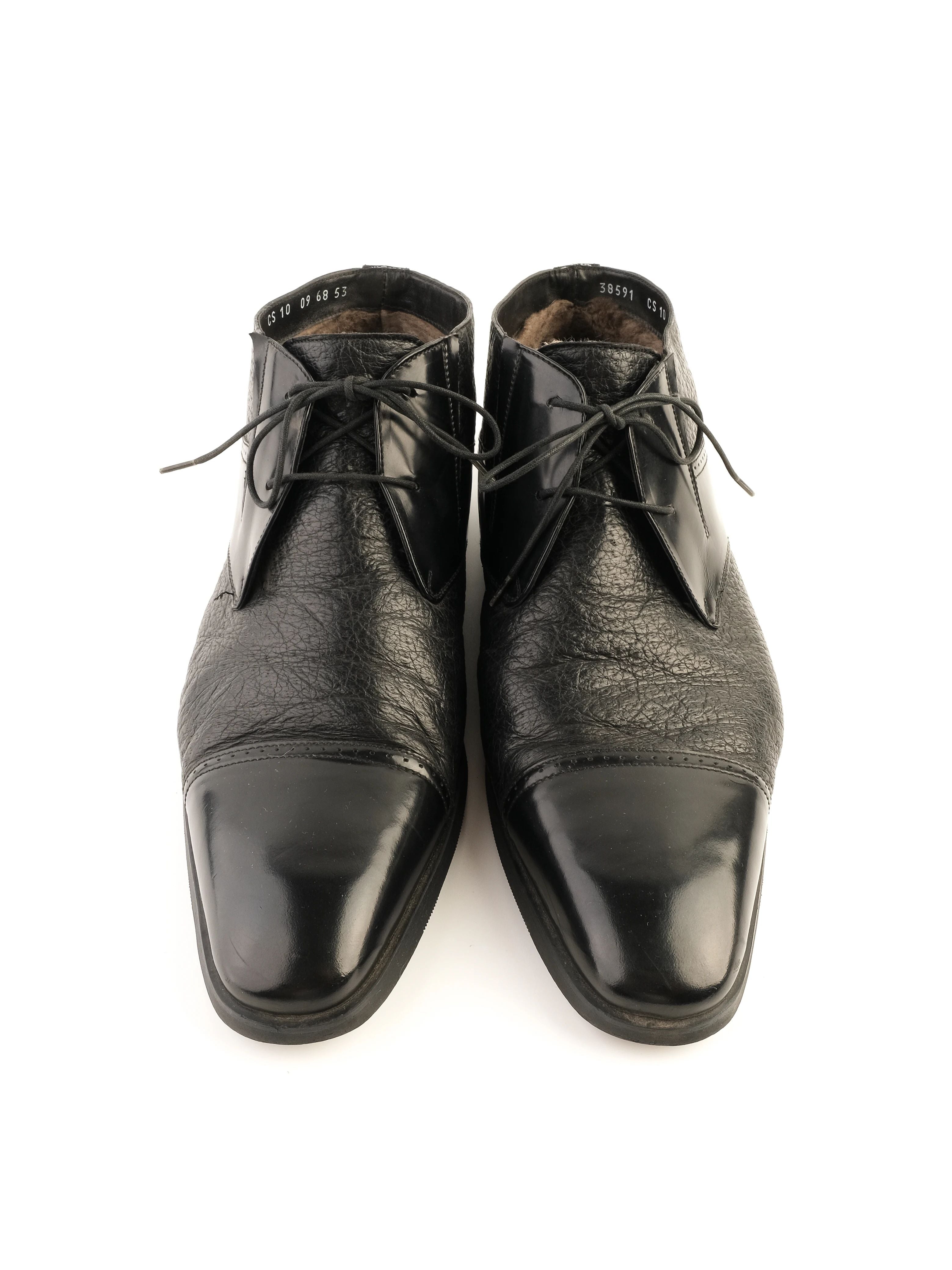 Excellent Moreschi Black Leather Ankle Boots Size 43