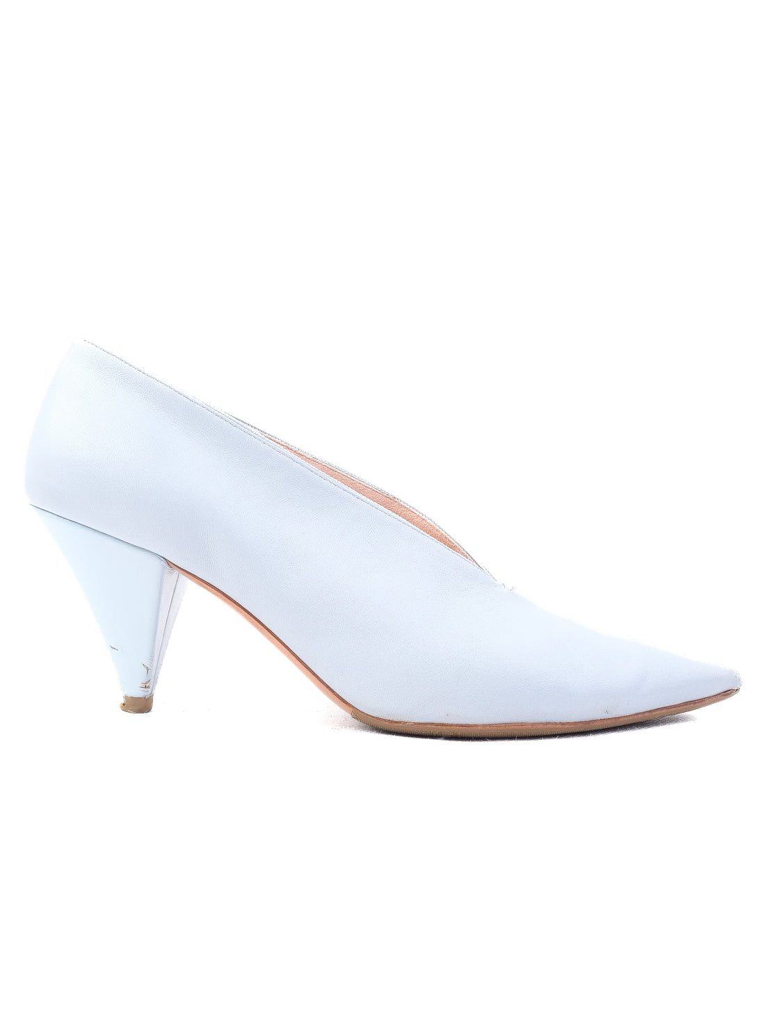 Good Condition Celine Blue Leather High-Heeled Shoes Women Size N/A
