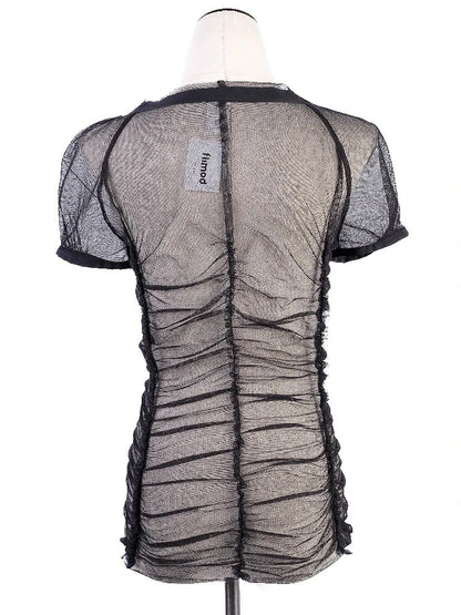 Excellent Philosophy di Alberta Ferretti Black Sheer Top Size M