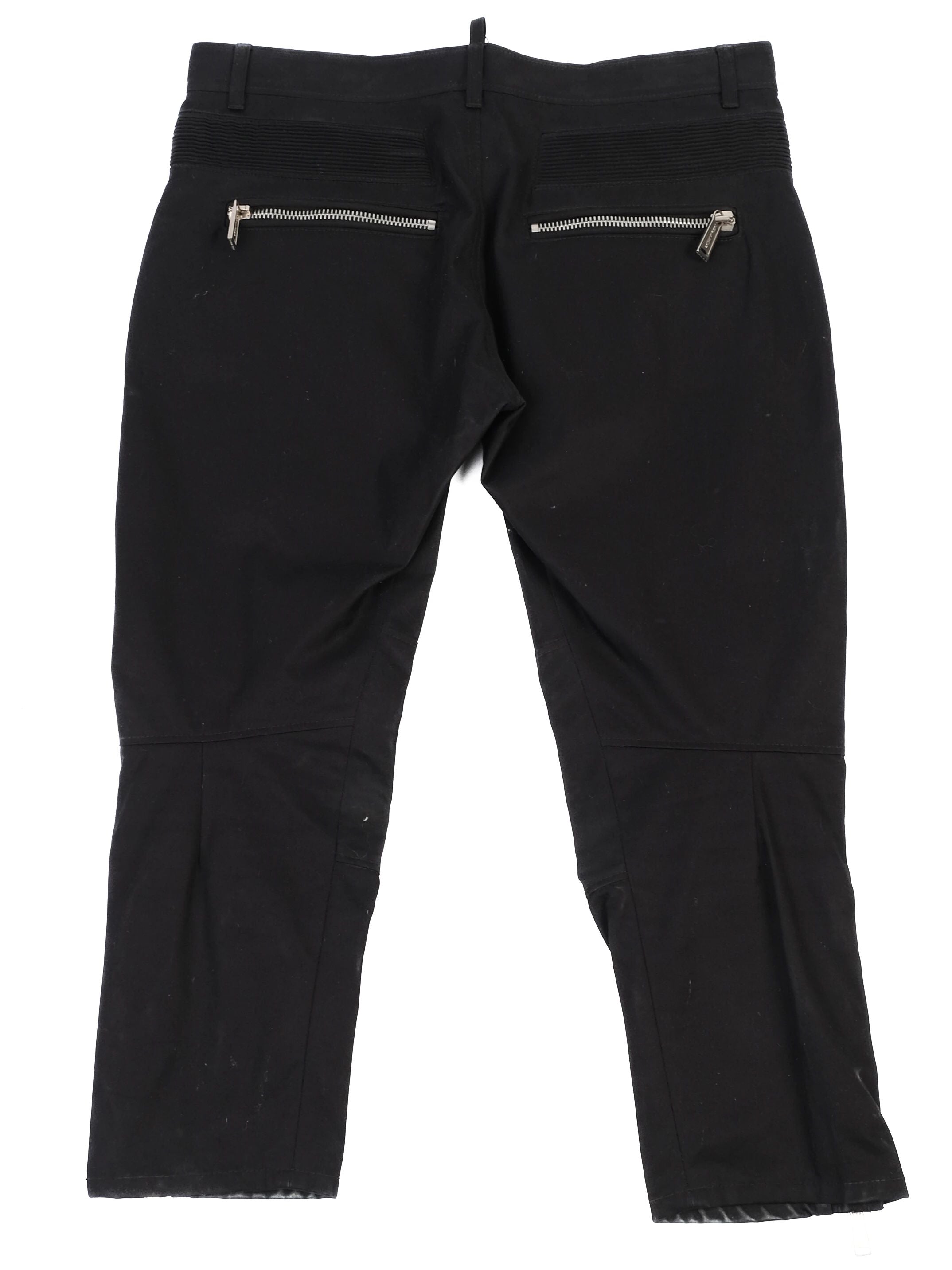 Excellent Dsquared2 Black Cotton Pants Size 40 with Zipper Details