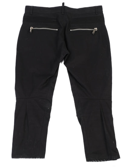 Excellent Dsquared2 Black Cotton Pants Size 40 with Zipper Details