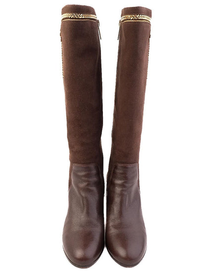 Excellent Renzoni Orange Leather Knee-High Boots Size 37