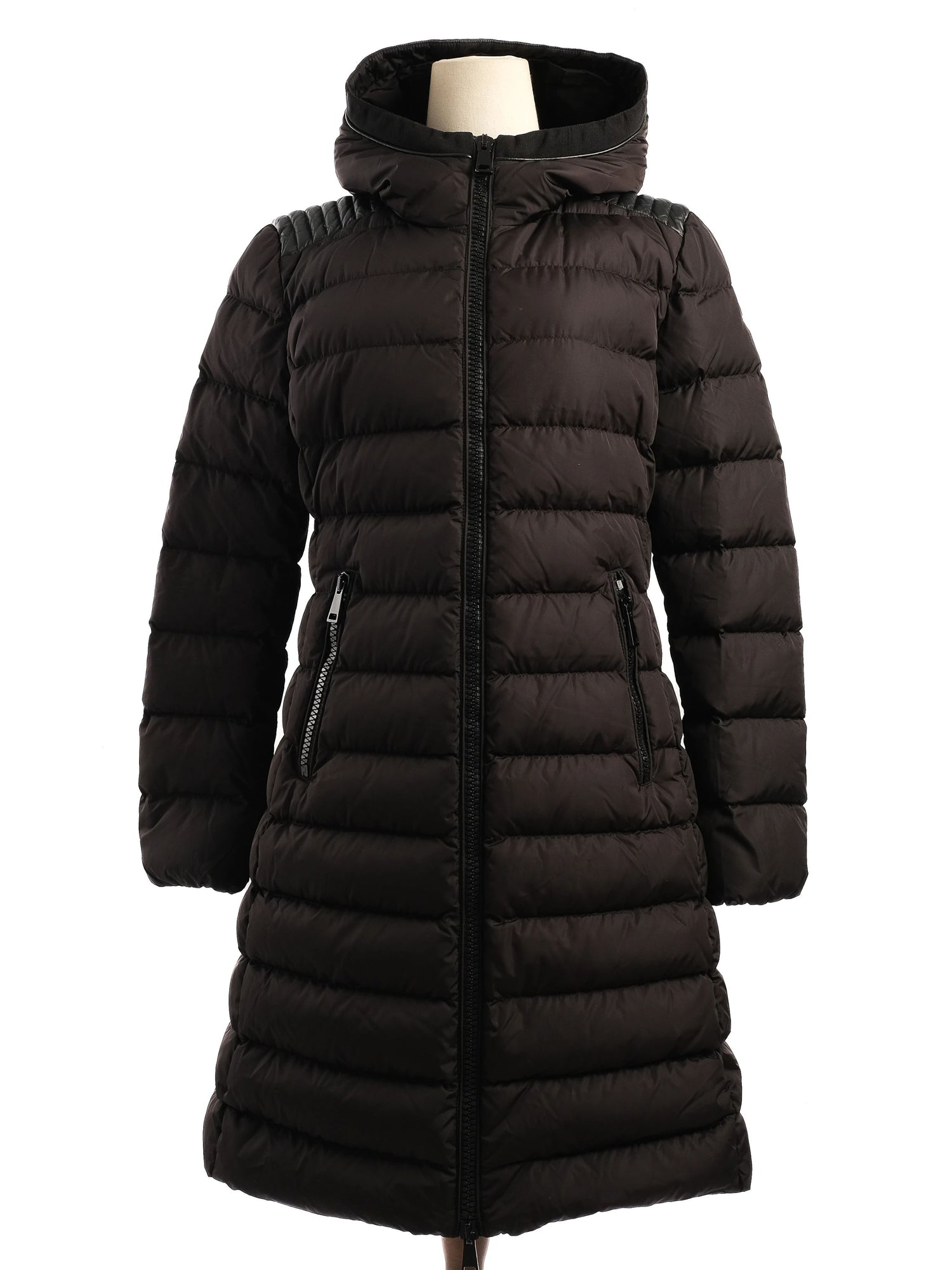 Perfect Moncler Blue Hooded Puffer Coat Nylon Women