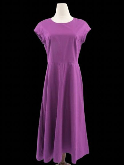 Excellent Max Mara Purple Cotton Dress XL Short Sleeve