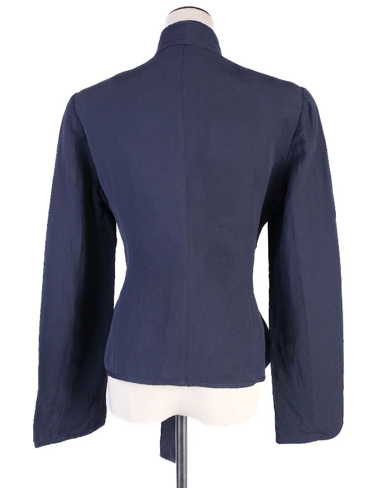 Excellent Armani Collezioni Blue Viscose Jacket Tie-Waist Design