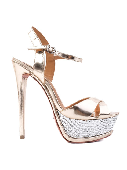 Excellent Schutz Yellow Leather High-Heeled Sandals Size 37