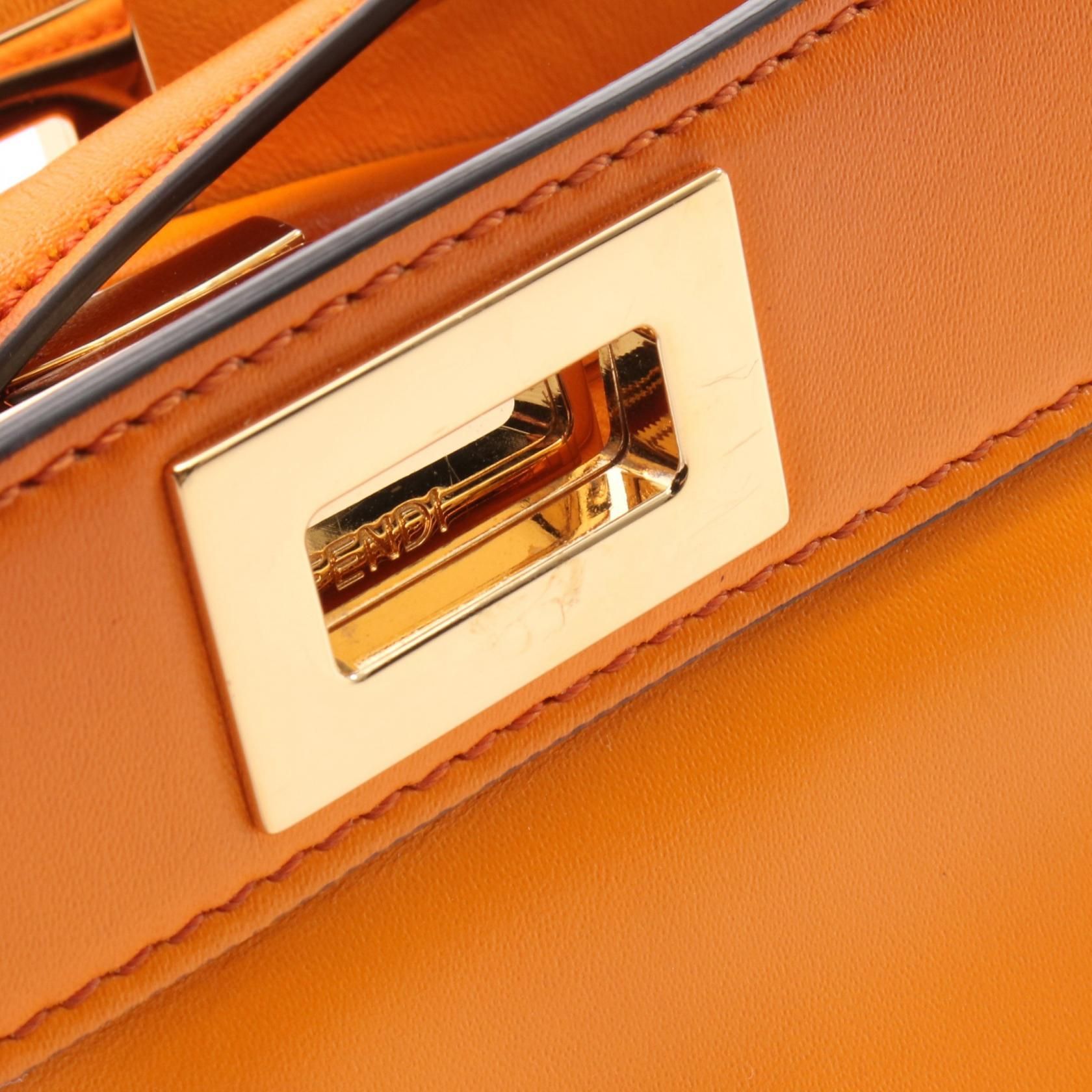 Fendi Peekaboo Ic You East West Handbag Orange Leather 8bn 323