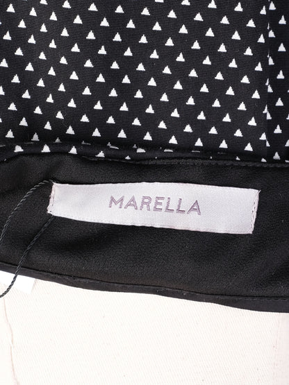 Excellent Marella Black Pleated Skirt M with White Pattern