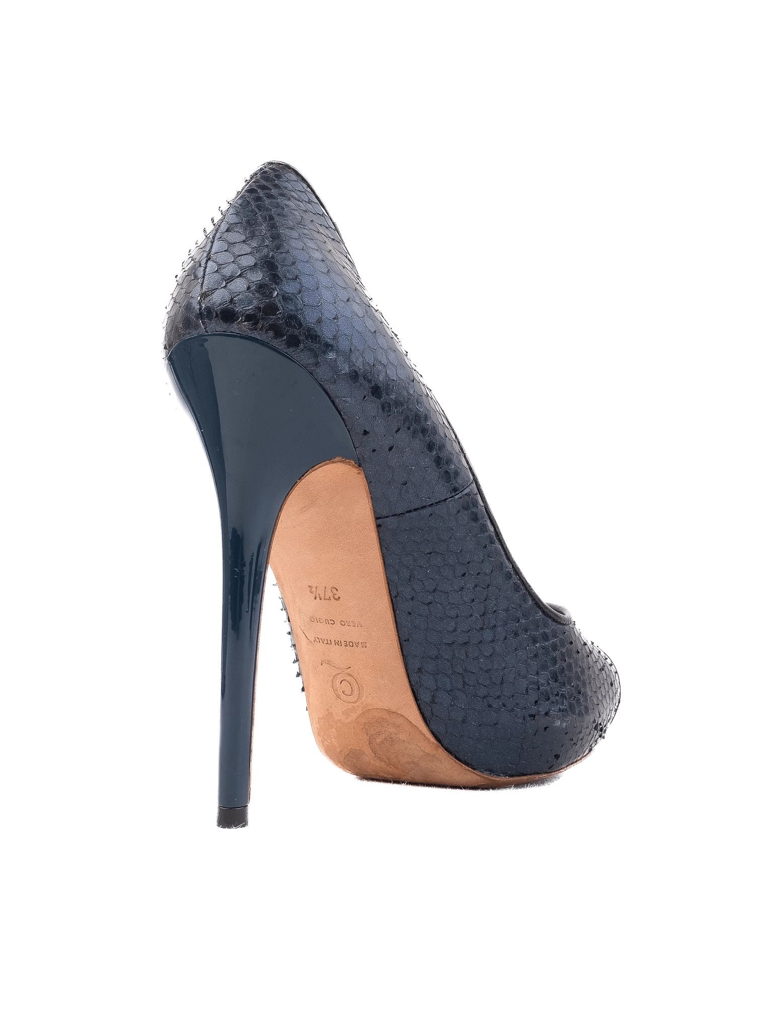 Excellent Alexander McQueen Blue Leather Peep-Toe High Heels