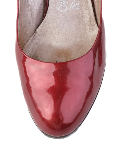 Excellent Salvatore Ferragamo Red Leather High-Heeled Pumps Size 38.5