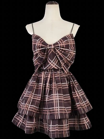NEW Elisabetta Franchi Black Plaid Dress with Bow Size M