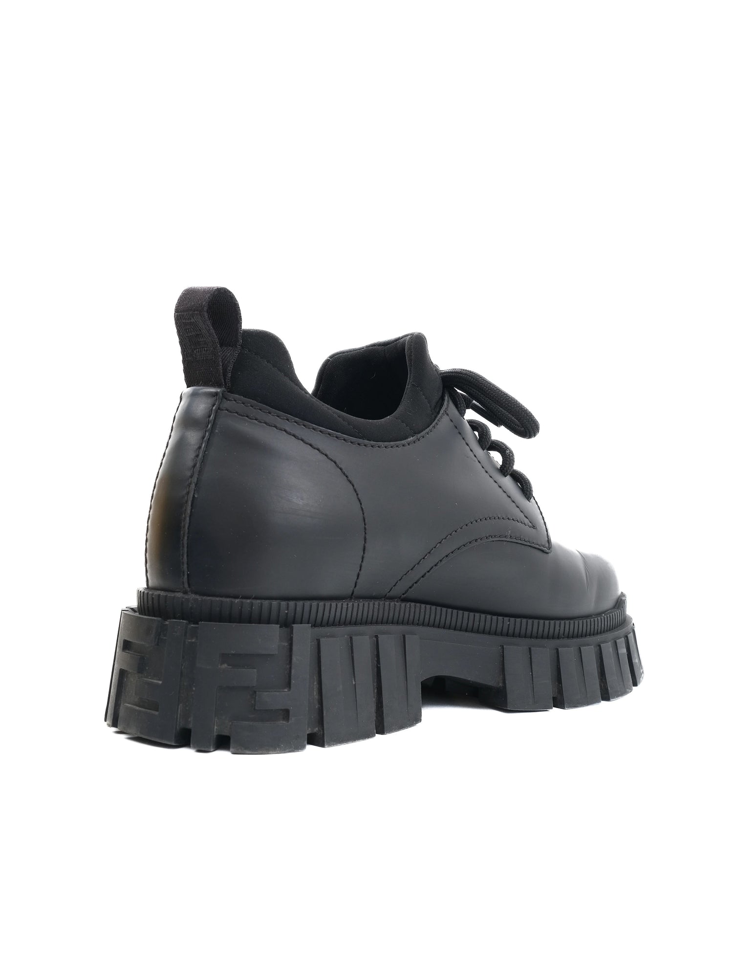 Excellent Fendi Black Leather Chunky Sole Shoes Size 38