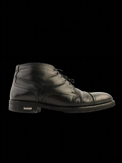 Excellent Baldinini Black Leather Ankle Boots Size 43.5 with Laces and Zipper