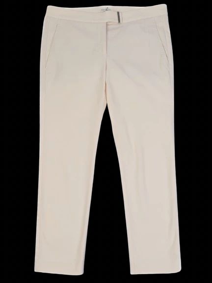 Excellent Brunello Cucinelli White Elastane WomenÕs Pants Made in Italy