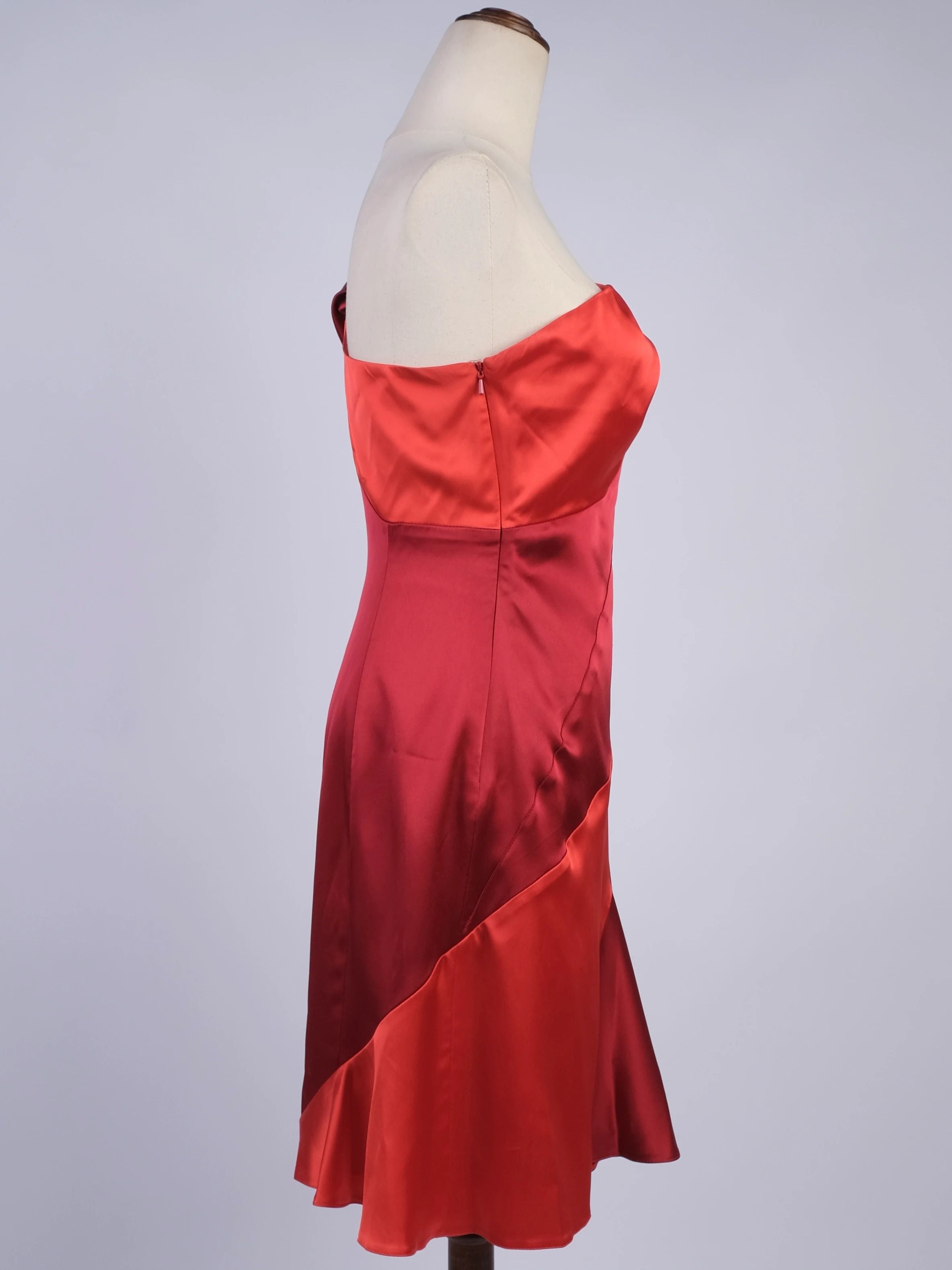 Excellent Karen Millen Red One-Shoulder Dress Size M Triacetate