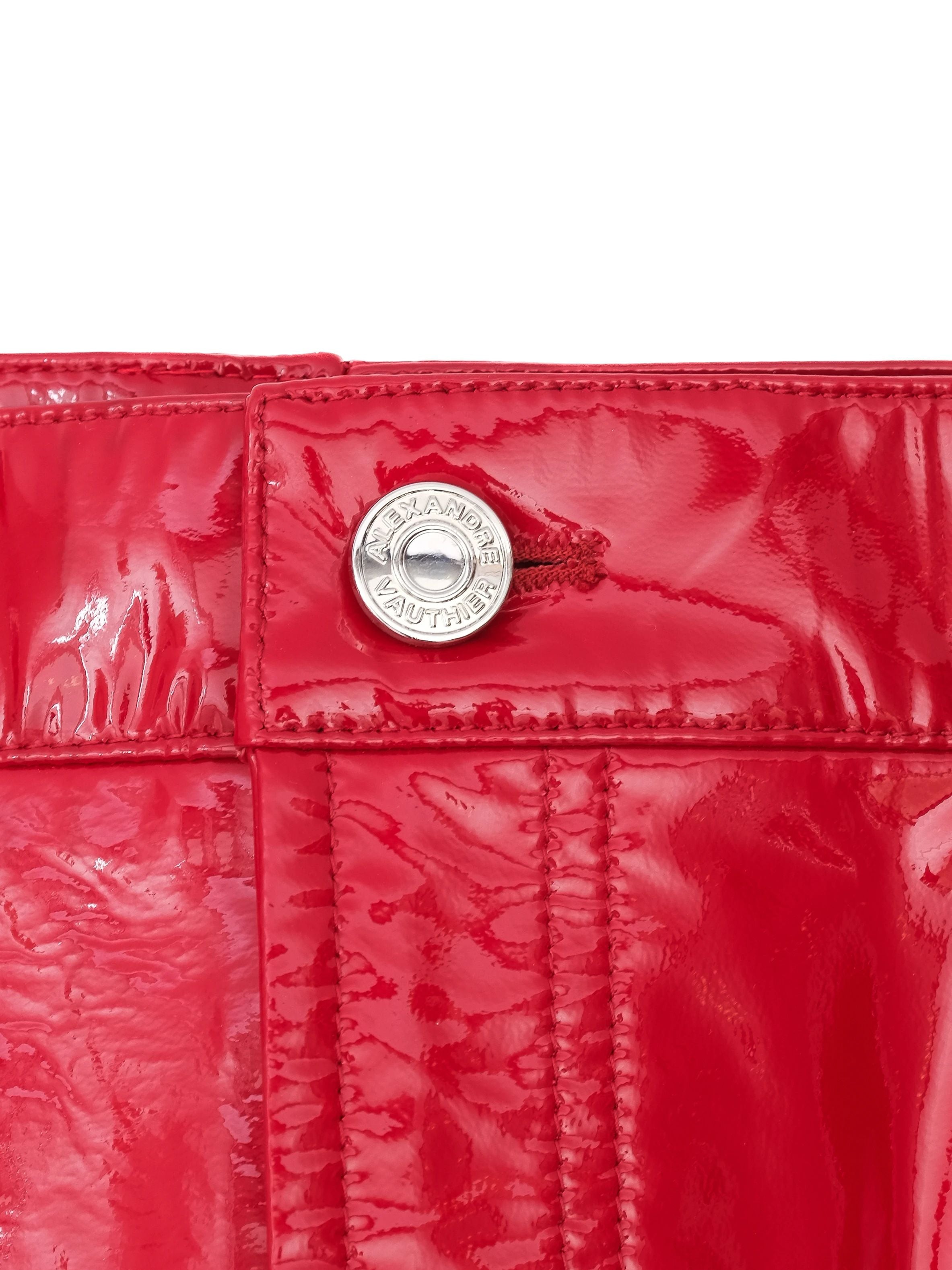 Excellent Alexandre Vauthier Red Mini Skirt Leather with Pockets