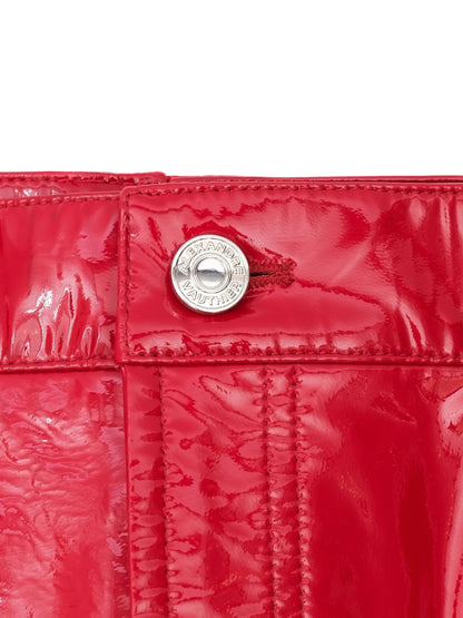 Excellent Alexandre Vauthier Red Mini Skirt Leather with Pockets