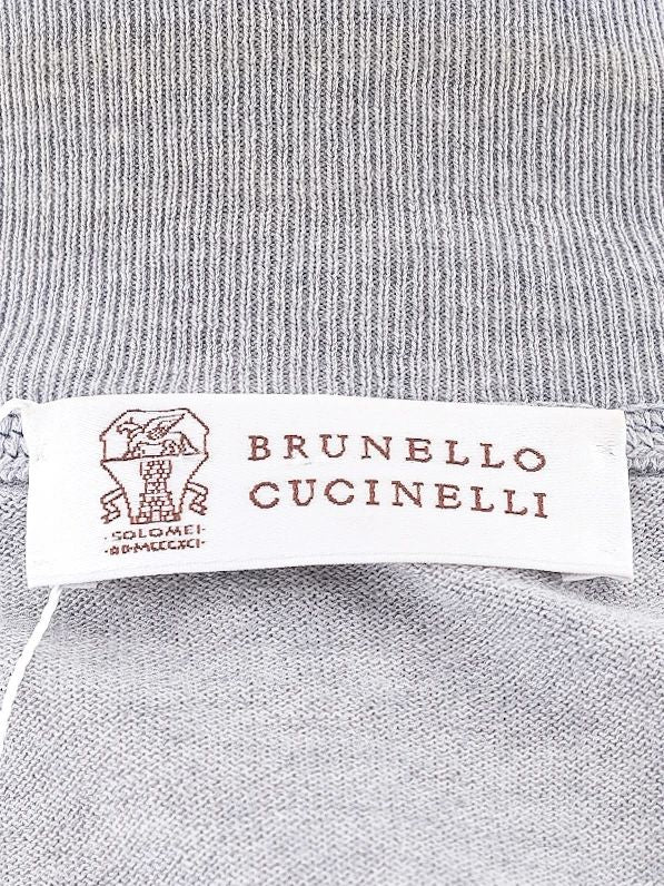 Excellent Brunello Cucinelli Gray Cotton Stripe Sweater Size XL