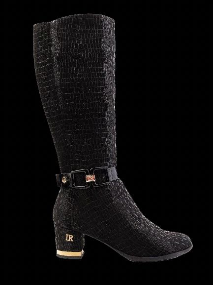 Excellent Renzoni Black Leather Knee-High Boots Size 36.5