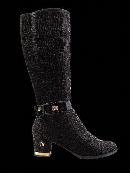 Excellent Renzoni Black Leather Knee-High Boots Size 36.5