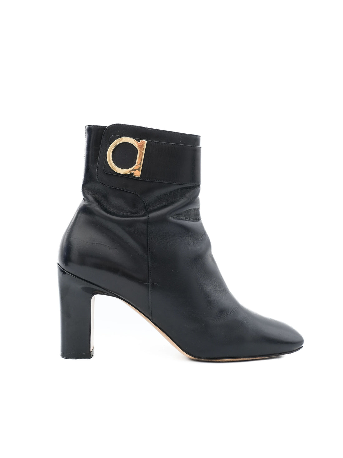 Excellent Salvatore Ferragamo Black Leather Ankle Boots Size 40