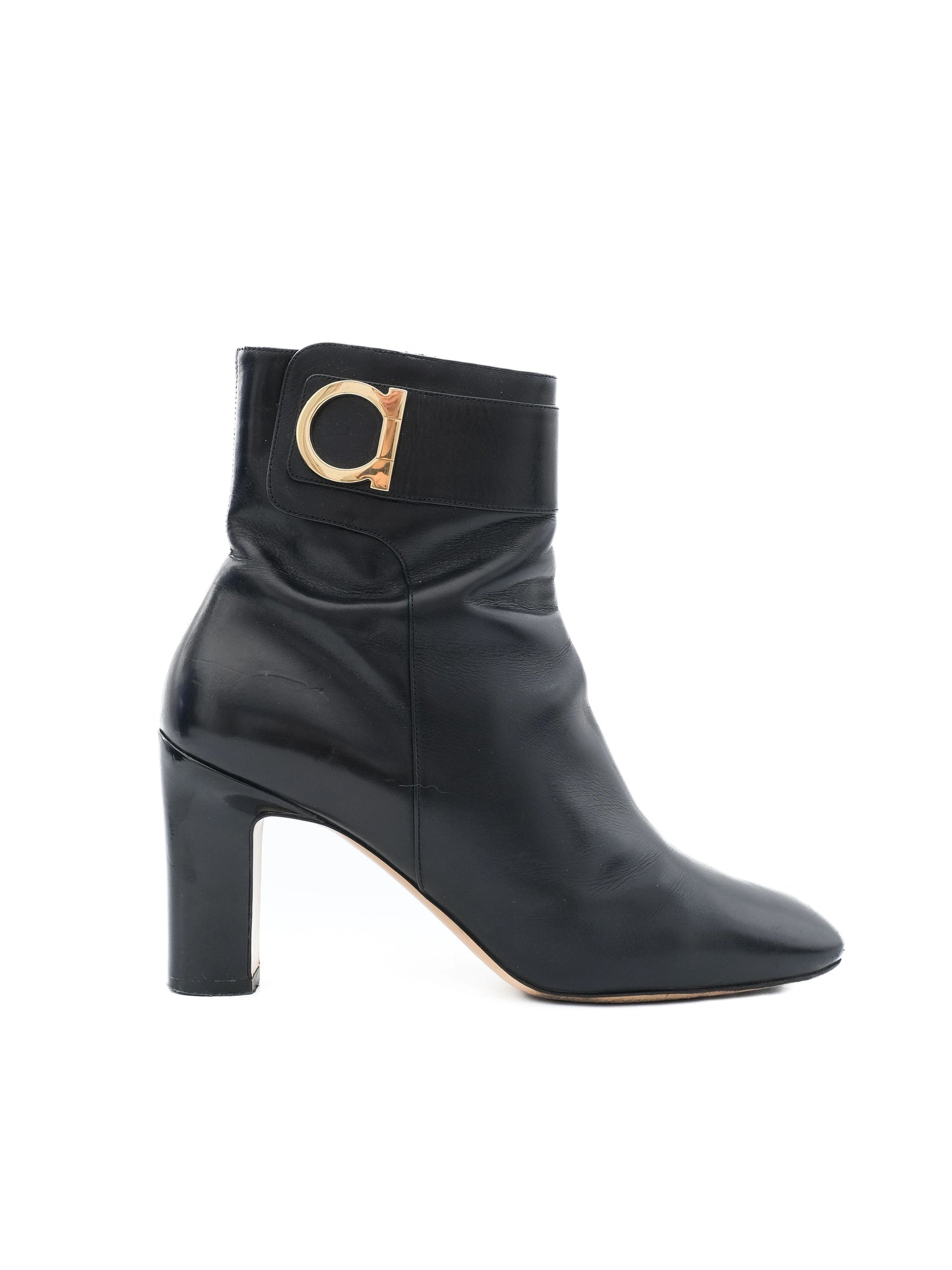 Excellent Salvatore Ferragamo Black Leather Ankle Boots Size 40